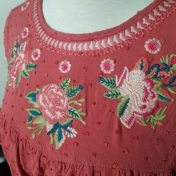 Solitaire Embroidered Swiss Dot Long Sleeved Blouse With Ruffle Hem - Picture 3 of 11